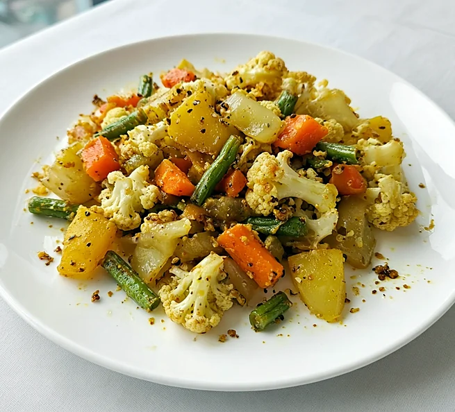 Mixed vegetables with potato, cauliflower, carrot and green beans